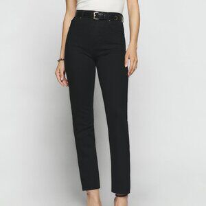 NEW Reformation Liza Ultra High Rise Straight Jeans in Black